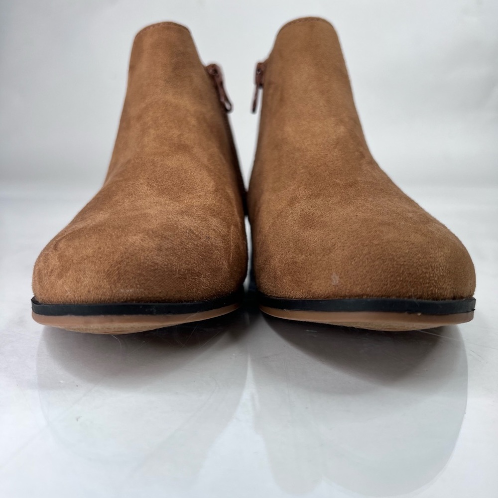 CAT & JACK GIRL'S SIZE 3 BROWN SUEDED FASHION BOOTS ANKLE SIDE ZIP BOOTIES